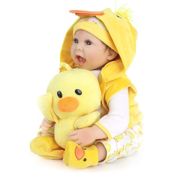🆕 Reborn Baby Doll Soft Silicone Yellow Clothes Duck Toy Accessories Birthday - Picture 4 of 8